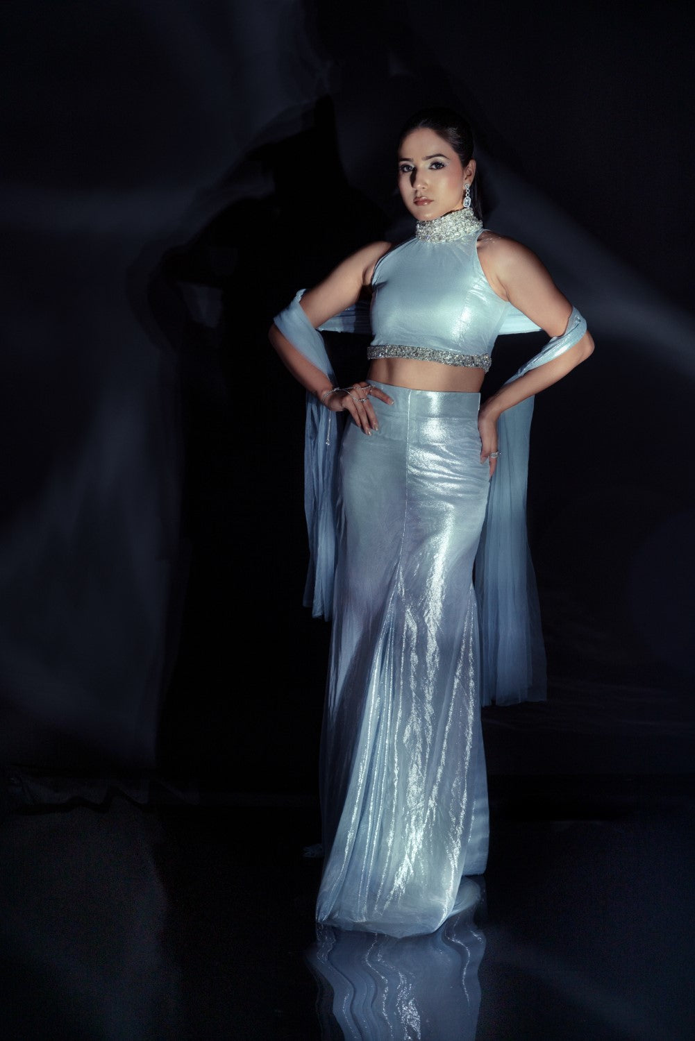 Whishper- Blue Mermaid Lehenga Set