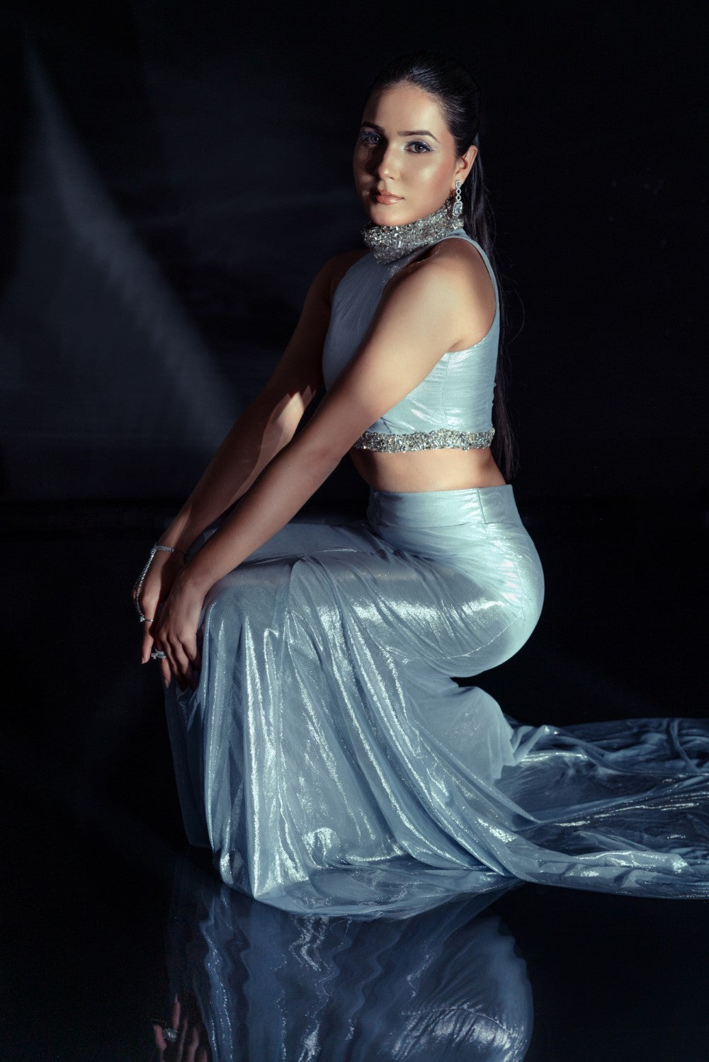 Whishper- Blue Mermaid Lehenga Set