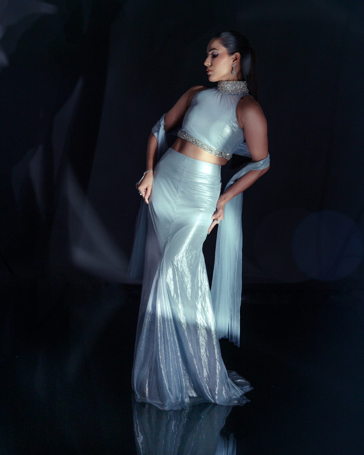 Whishper- Blue Mermaid Lehenga Set
